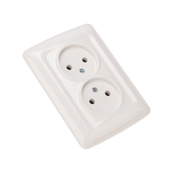 DEA Розетка 2-ая керамика б/з с/у 10А Бел KRANZ