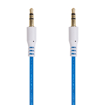 Аудиокабель AUX 3,5мм, 1м, синий, гелевый REXANT