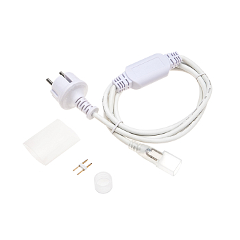 Установочный набор для Гибкого неона 16х16мм формы D (блок питания каучук с диодным мостом и вилкой, заглушка, переходная муфта, игла) 1,5м NEON-NIGHT