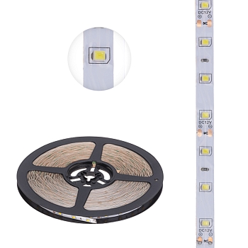 Лента светодиодная 12В, SMD2835, 4,8Вт/м, 60 LED/м, 2700К, 8мм, 20м, для БП с клеммами, IP20 LAMPER