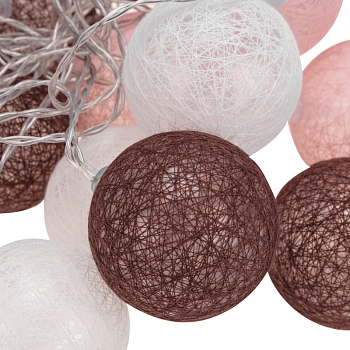 Тайские фонарики Вельвет 3,5 м, 20 LED, прозрачный ПВХ, теплый белый, питание USB NEON-NIGHT