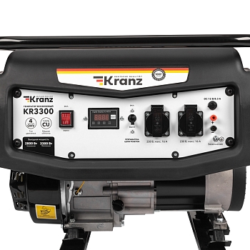 Генератор бензиновый KR3300, 3,3кВт, 230В, 15л, ручной стартер KRANZ