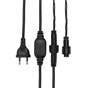 Гирлянда светодиодная Бахрома (Айсикл) 2,4х0,6м 88 LED ТЕПЛЫЙ БЕЛЫЙ черный ПВХ IP65 постоянное свечение 230В нужен блок 303-500 NEON-NIGHT