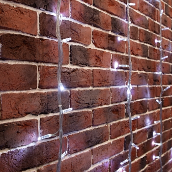 Гирлянда светодиодная Занавес 2х6м 360 LED БЕЛЫЙ прозрачный ПВХ IP65 эффект водопада 24В не соединяется трансформатор в комплекте NEON-NIGHT