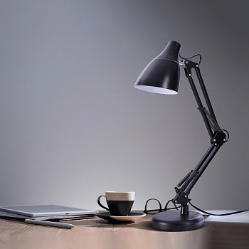 Светильник настольный REXANT Рубикон на металлической стойке с основанием, с цоколем Е27, 60 Вт, цвет антрацит