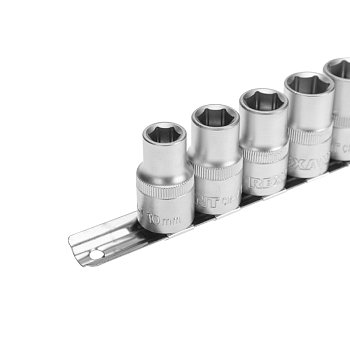 Набор торцевых головок 1/2, шестигранные, CrV, 10 шт., 10-22мм REXANT
