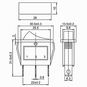 Выключатель клавишный 250В 15А (3с) ON-OFF зеленый с подсветкой REXANT