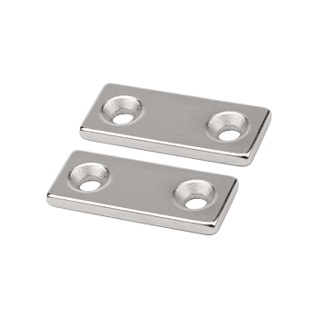 Неодимовый магнитный прямоугольник 35х15х3мм, с 2 зенковками 8х4мм (1 шт/уп) REXANT