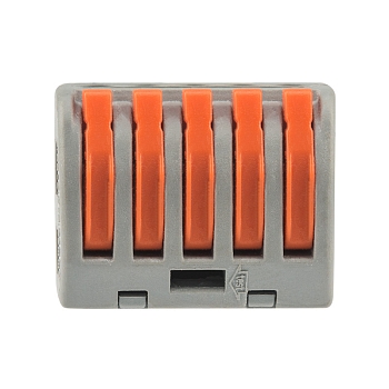 Универсальная клемма СМК 222-415, 5-проводная серая 0,08-2,5/4 мм² (40 шт/уп) REXANT