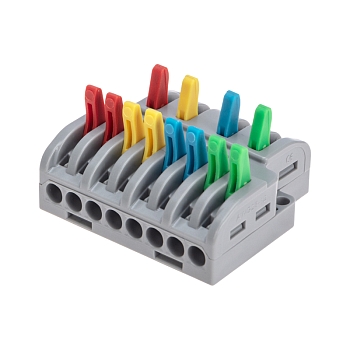 Клемма СМК 4х2 проходная разветвительная 4 полюса, с монтажной площадкой (1 ввод, 2 вывода на полюс) (20 шт/уп) REXANT