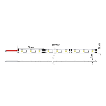 Лента светодиодная 12В, SMD5050, 14,4Вт/м, 60 LED/м, 6500К, 10мм, 5м, IP65 LAMPER