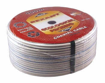 Кабель коаксиальный DG-113, Cu/Al/Cu, 75%, 75Ом, 100м, INDOOR, белый REXANT