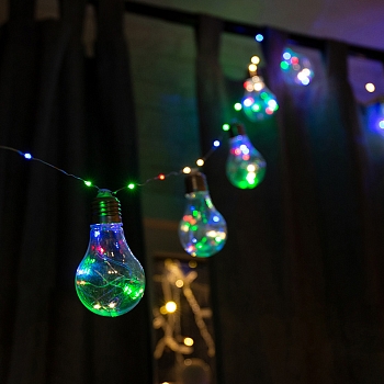 Гирлянда светодиодная Ретро-лампы, 3 м, Мультиколор