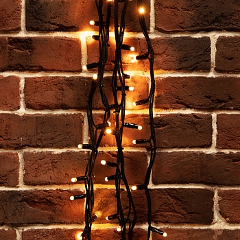 Гирлянда Нить управляемая 20м 240 LED ТЕПЛЫЙ БЕЛЫЙ черный каучук IP67 свечение с динамикой 230В не соединяется нужен контроллер 217-204 NEON-NIGHT