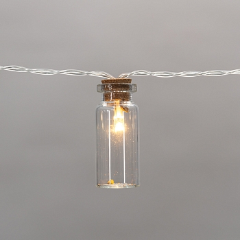 Гирлянда светодиодная Баночки 1,5 м, 10 LED, прозрачный ПВХ, цвет свечения теплый белый, 2 х АА (батарейки не в комплекте) NEON-NIGHT