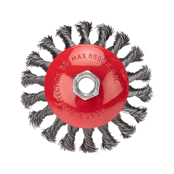 Щетка коническая для УШМ, крученая стальная проволока, 115мм, М14 KRANZ