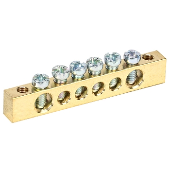 Шина PEN «земля-ноль» 6х9мм 6/2 (6 групп/крепеж по краям) REXANT