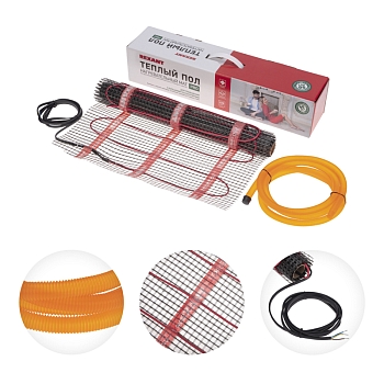 Теплый пол, нагревательный мат PRO RNX-3-660 3м², 0,5х6м, 660Вт двухжильный, с экраном REXANT