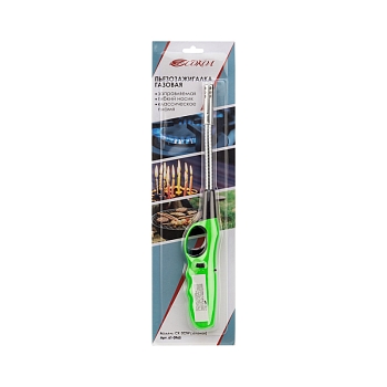Бытовая газовая пьезозажигалка с классическим пламенем многоразовая (1 шт.) зеленая СК-302W с гибким стержнем СОКОЛ