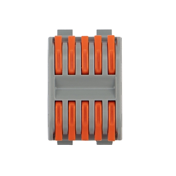 Клемма СМК 222-425D проходная 5-полюсная, с креплением на DIN-рейку (0,08-4 мм²), серая (4 шт./уп.) REXANT