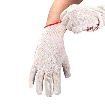 Перчатки х/б нейлоновые с покрытием ПВХ «Точка», белые REXANT
