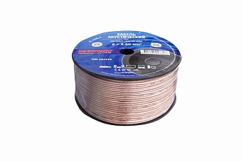 Кабель акустический 2х2,50мм², прозрачный BLUELINE, 100м REXANT