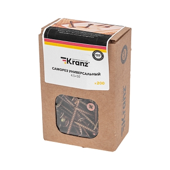 Саморез универсальный 4,5х50 мм, желтый цинк, короб (200 шт/уп) KRANZ