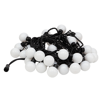 Гирлянда светодиодная Мультишарики Ø38мм 10м 40 LED БЕЛЫЙ черный ПВХ IP65 постоянное свечение 230В нужен блок 303-500 NEON-NIGHT