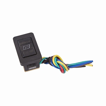 Переключатель (стеклоподъемника) клавишный 12В 20А (6с) (ON)-OFF-(ON) черный с подсветкой и проводом REXANT