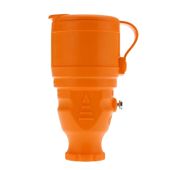 Розетка влагозащищенная переносная с крышкой 1 гнездо, с/з, 16А, IP54, каучук, оранжевая REXANT