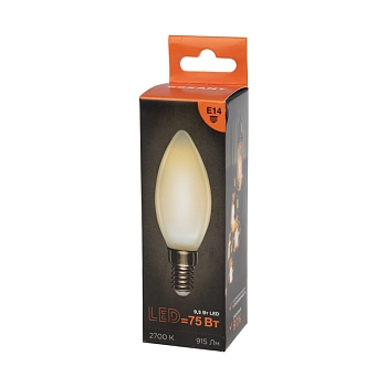 Лампа филаментная Свеча CN35 9,5Вт 915Лм 2700K E14 матовая колба REXANT