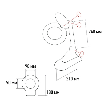 Лупа настольная 3D+12D с подсветкой, ø90мм, белая REXANT