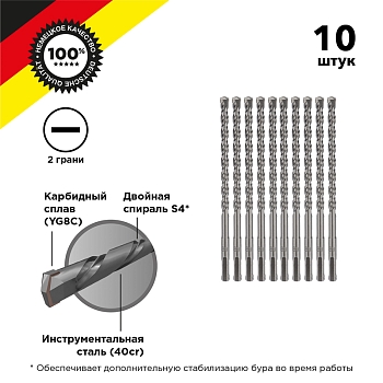 Бур по бетону 8x160x100мм SDS PLUS (10 шт) KRANZ
