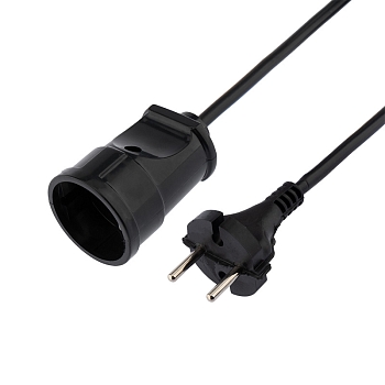 Удлинитель-шнур на рамке ПВС 2х0,75, 20м, б/з, 6А, 1300Вт, IP20, черный (Сделано в России) PROconnect