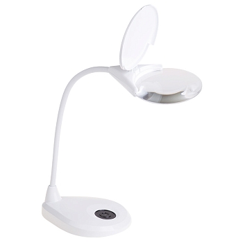 Лупа настольная 3D с подсветкой 3LED, сенсорная регулировка яркости, EXPERT, ø125мм, белая REXANT