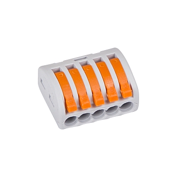 Универсальная клемма СМК 222-415, 5-проводная серая 0,08-2,5/4 мм² (блистер 5 шт./уп.) REXANT