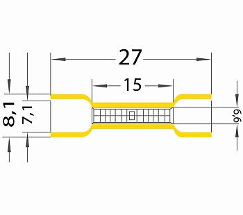 Соединительная гильза изолированная L-26 мм 4-6 мм² (ГСИ 6.0/ГСИ 4,0-6,0) желтая REXANT