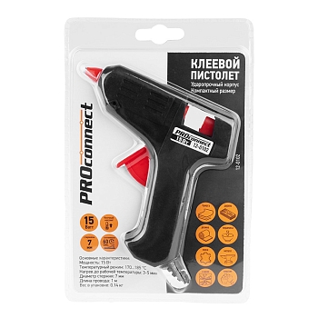 Пистолет клеевой, 15Вт, Ø7мм, блистер PROconnect