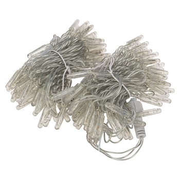 Гирлянда светодиодная Нить 10м 100 LED ТЕПЛЫЙ БЕЛЫЙ прозрачный ПВХ IP65 эффект мерцания 24В соединяется NEON-NIGHT нужен транс-ор 531-100/531-311/531-312