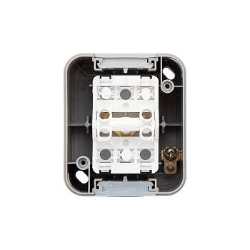 Выключатель двухклавишный Mini OG IP54 о/у, серый KRANZ