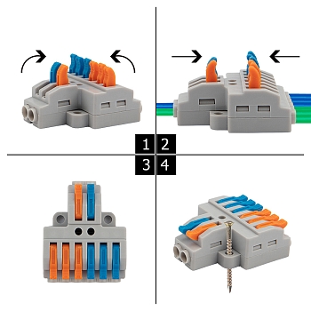 Клемма СМК 2х3 проходная разветвительная 2 полюса, с монтажной площадкой (1 ввод, 3 вывода на полюс) REXANT