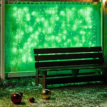 Гирлянда светодиодная Занавес 2х1,5м 360 LED ЗЕЛЕНЫЙ белый ПВХ IP65 эффект мерцания 230В блок в комплекте NEON-NIGHT