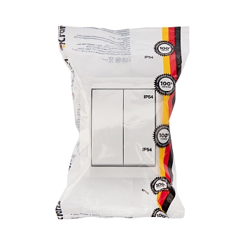 Выключатель двухклавишный INDUSTRIAL IP54 о/у, белый KRANZ