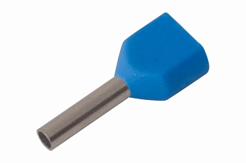 Наконечник штыревой втулочный изолированный F-8 мм 2х0.75 мм² (НШВи(2) 0.75-8/НГи2 0,75-8) синий REXANT