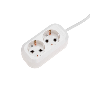 Удлинитель 2 гнезда, 3м, 3х0,75мм², с/з, белый PROconnect