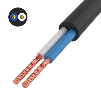 Провод соединительный ПВС 2x1,5 мм², черный, длина 50 метров, ГОСТ 7399-97 REXANT