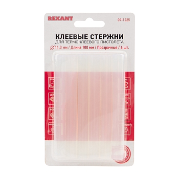 Стержни клеевые Ø11мм, 100мм, прозрачные (6 шт/уп), блистер REXANT