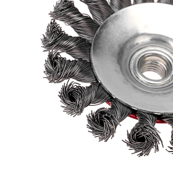 Щетка коническая для УШМ, крученая стальная проволока, 115мм, М14 KRANZ