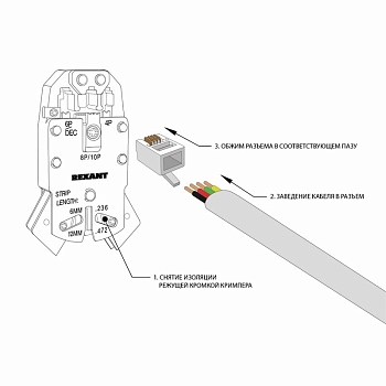 Разъем телефонный UTP, RJ-9 (4P4C), CAT 3 REXANT