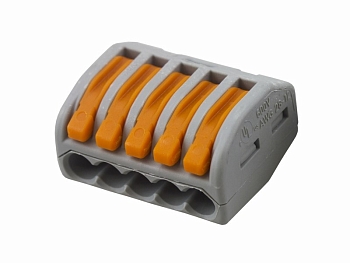 222-415 Универсальная клемма, 5-проводная, серая (0,08-2,5/4 мм²) (40 шт/уп) WAGO